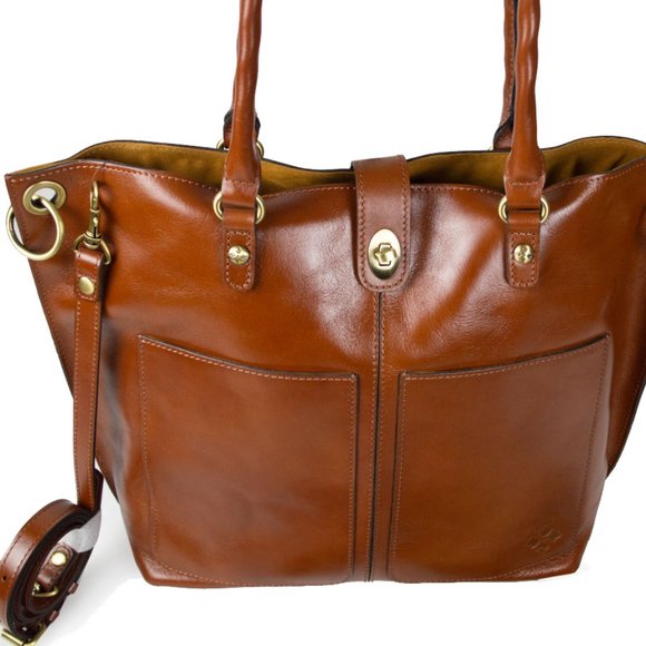 Patricia Nash Brown Tan Marseille Leather Grommet Tote Purse Shoulder Bag - Picture 3 of 16